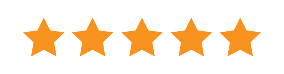 Five stars rate icon. Customer product rating review flat icon. Customer review with five stars. Service satisfaction, quality, rate vector illustration 