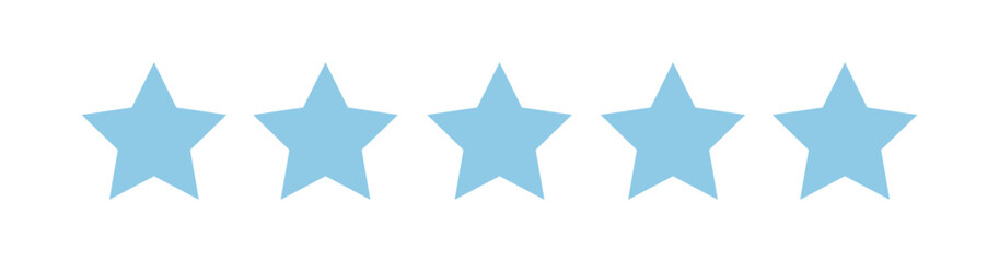 Obraz premium Five stars rate icon. Customer product rating review flat icon. Customer review with five stars. Service satisfaction, quality, rate vector illustration 