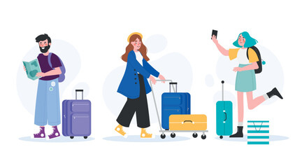 Hand drawn Flat Tourists