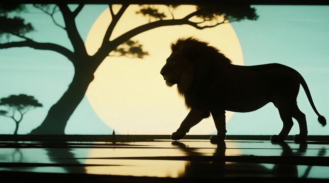 Lion silhouette, quiet background, elegant temperament
