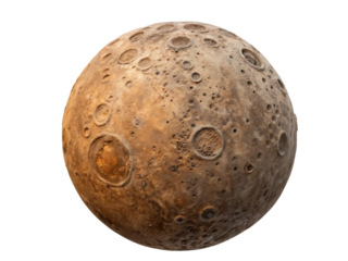 Textured Planet Surface Craters and Blemishes, isolated on transparent background