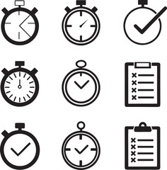 Fototapeta premium Time Management Icons and Checklists