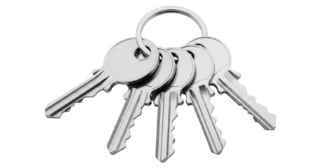 Isolated Bunch of Silver Keys on Ring