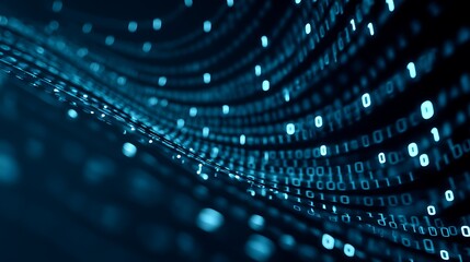 A digital wave of binary numbers, representing data and information.