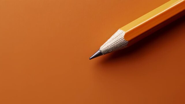 Simple yellow pencil on orange background animation for education and design projects