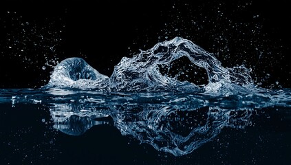 Dynamic Water Splash Forming the Shape of a Swimmer in Motion