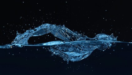 Dynamic Water Splash Forming the Shape of a Swimmer in Motion