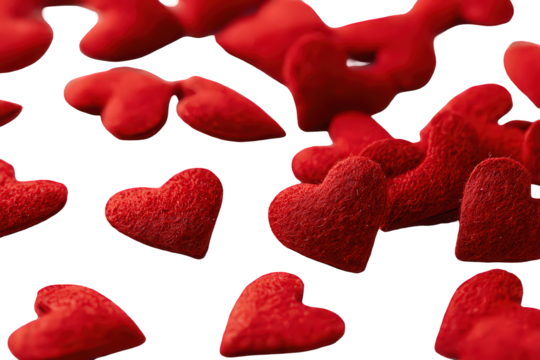 Scattered Red Hearts on Black Background