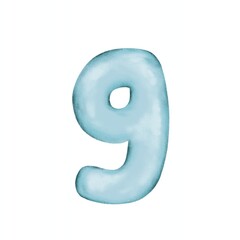 number 9 in a cute blue balloon vector illustration