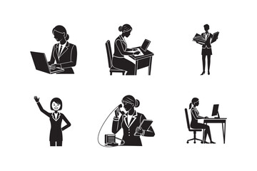 Essential Office Administrative Assistant Silhouette Collection