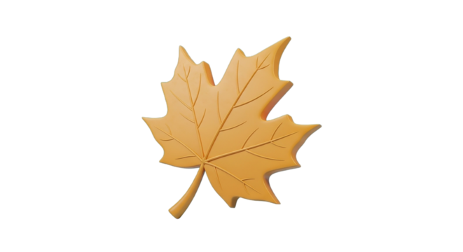Embark on an autumnal journey with a golden maple leaf symbolizing change and reflection on transparent background