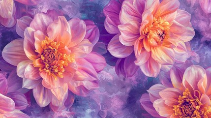 A bold and colorful spring flowers pattern with large blooms, perfect for textiles or stationery.