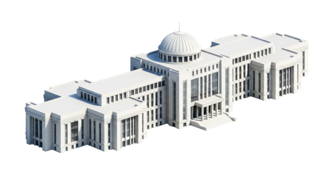 neoclassical government building 3d model of architectural grandeur, isolated on transparent background