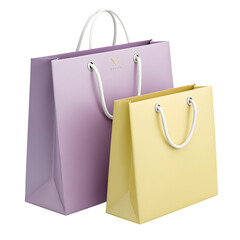 Two elegant shopping bags presentation mockup, isolated on transparent background