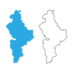 Map of Nuevo León, a state of Mexico. Map with detailed outlines and blue silhouettes