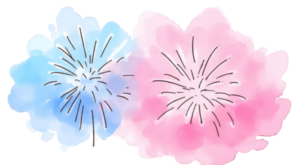 Two Abstract Watercolor Flowers with Fireworks Design