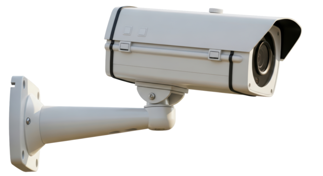 Isolated security camera for surveillance or home protection against crime on wall arm