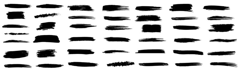 Paint brush stroke. Ink splatter, grunge line artistic hand drawn border brushes. Dirty. Vector set