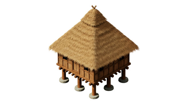 philippine bahay kubo 3d model idyllic tropical hut design, isolated on transparent background