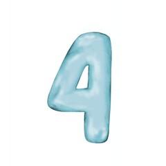 number 4 in a cute blue balloon vector illustration