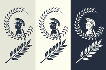 Obraz premium minimal laurel sign set vector icon logo