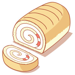 Sliced Swiss Roll Cake Illustration with Vibrant Colors