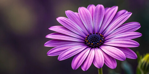 Obraz premium Purple Daisy Close-Up, Beautiful Flower Petals, Macro Floral Photography, Vibrant Daisy Bloom, Natural Flower Art, Elegant Botanic Beauty, Stunning Floral Capture, Daisy Nature Design, Fresh Blushing 