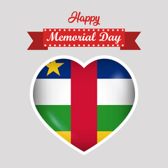 Happy Memorial Day Central African Republic Flag Heart Banner