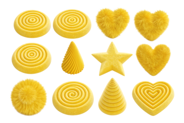 Yellow geometric shapes on a black background, isolated on transparent background