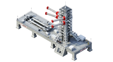 precise 3d model mobile launcher platform for space missions, isolated on transparent background