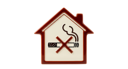 Isolated no smoking symbol shaped like house, indicates tobacco use is not allowed indoors