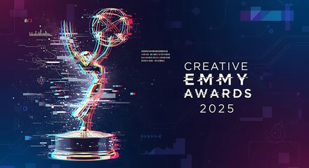A futuristic digital art representation of the Emmy statuette for the Creative Emmy Awards 2025.