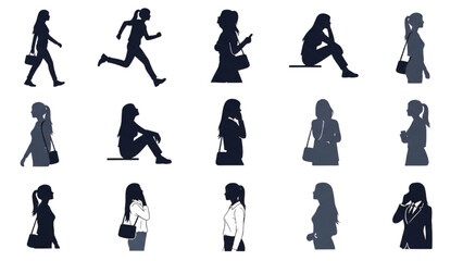 Vector Illustration of Woman Silhouette Side View Collection AI EPS PNG