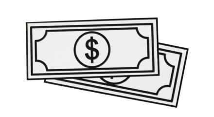 Isolated Two Paper Money Bills