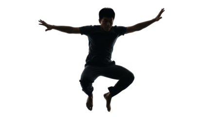 Isolated Man Silhouette Jumping