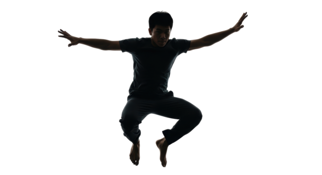 Isolated Man Silhouette Jumping