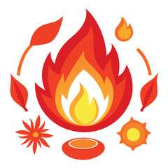 Sacred Fire Flame Symbol Vector Illustration