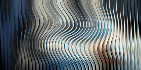 Abstract wavy lines with blue and silver gradient background