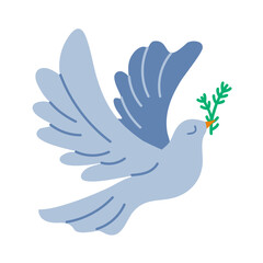 Flying christmas dove with olive branch festive decoration
