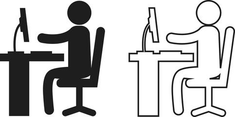 Computer User Icon – Filled and Outline Style Workplace Symbol