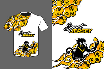 T-shirt design, sport, racing Sun Wukong, the monkey king, the story of the Chinese mythological warrior eps 10