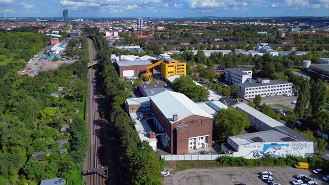 Tempelhof Ufa Studios film production Berlin Unique aerial view flight drone