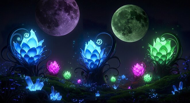 Glowing floral night scene