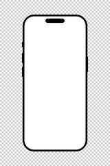 Smartphone with black frame. Gadget flat symbol. Device sample front view. Sign for website design, ui, mobile app. Mobile phone icon with white backdrop. Blank smart phone white screen template.