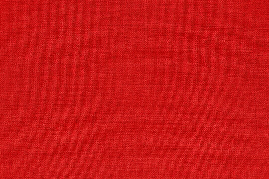 Dark red linen fabric cloth texture background, seamless pattern of natural textile.