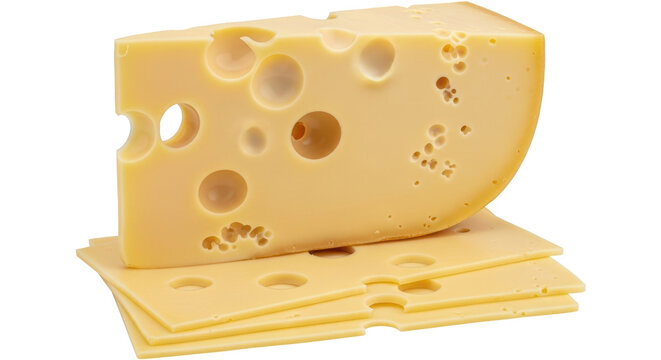Isolated Sliced Swiss Cheese Pile
