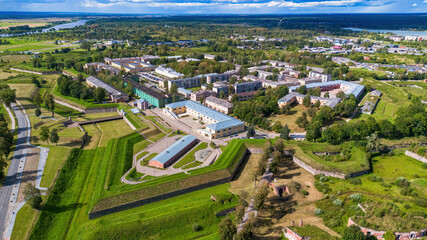 Aerial view of Daugavpils Fortress aka Dinaburg Fortress or Dvinsk Fortress in Latvia, one of the...