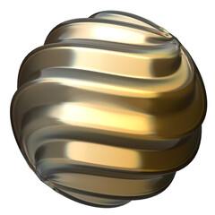 Abstract Metallic Sphere with Swirling Grooves on a White Background