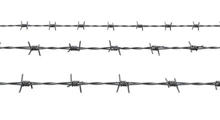 Whispers of restriction a stark reminder of boundaries crafted from sharp silver barbed wire on transparent background