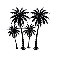 Black and white silhouette trees row